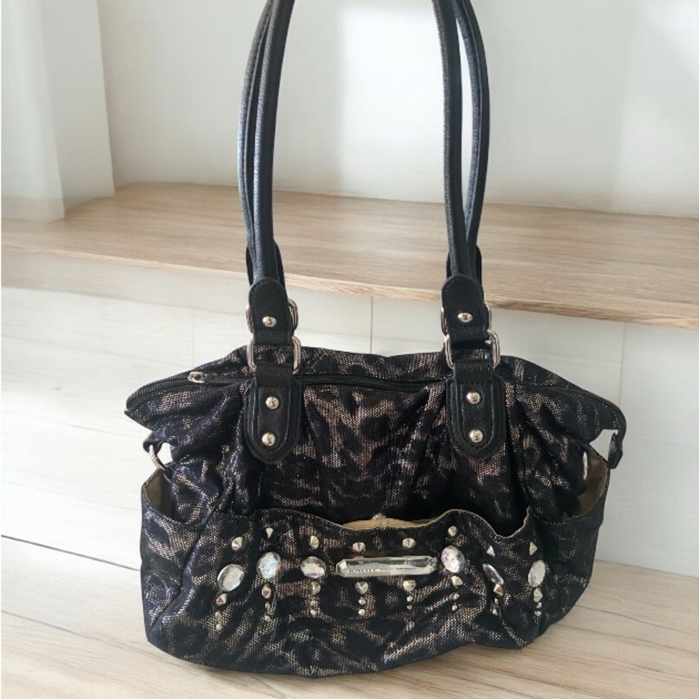 Kathy Van Zealand Elegant Black and Gold Women's Handbag
